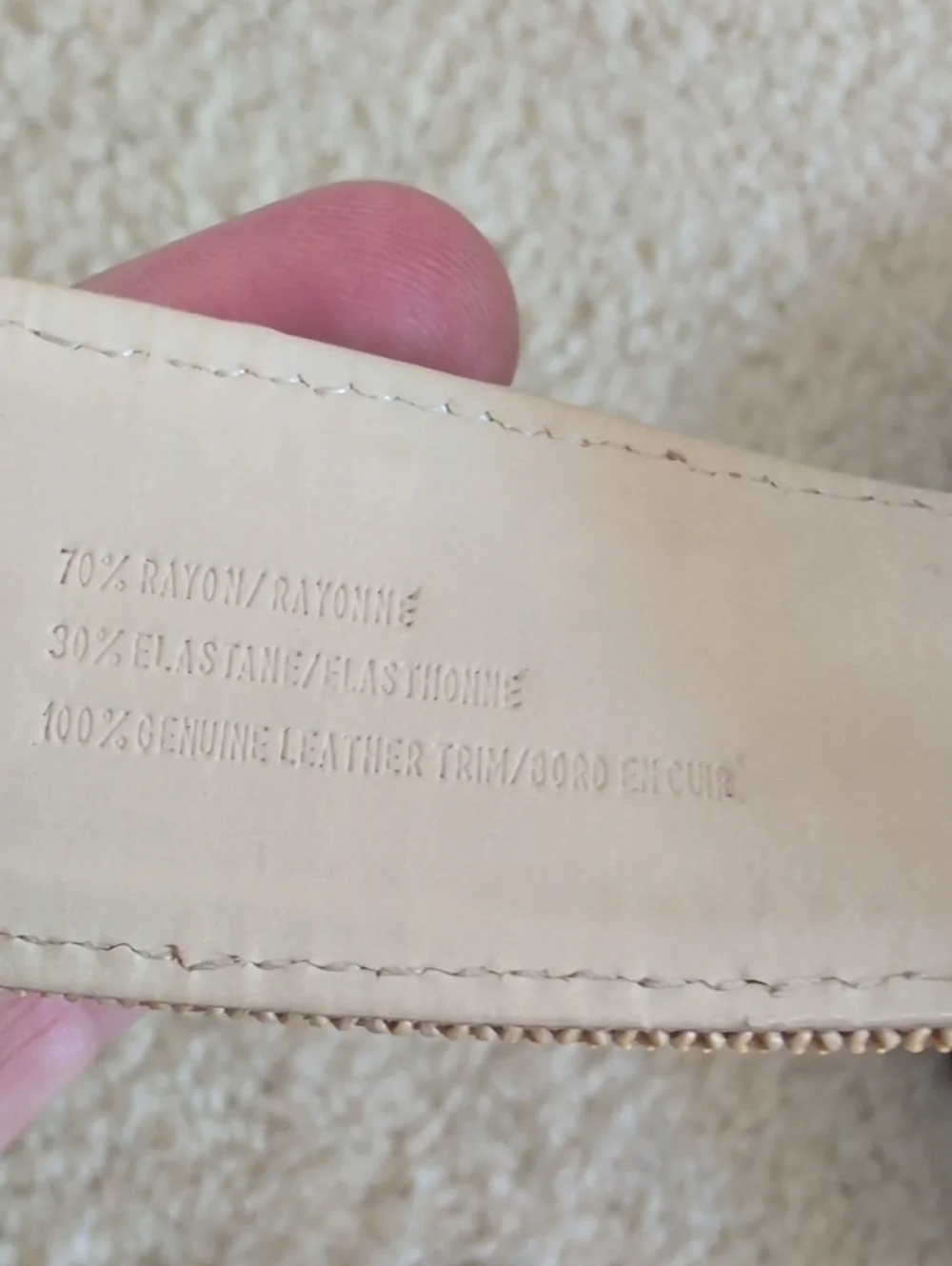 NWOT Talbots Womens Leather Underside Tan Canvas Belt with Brown Accents
